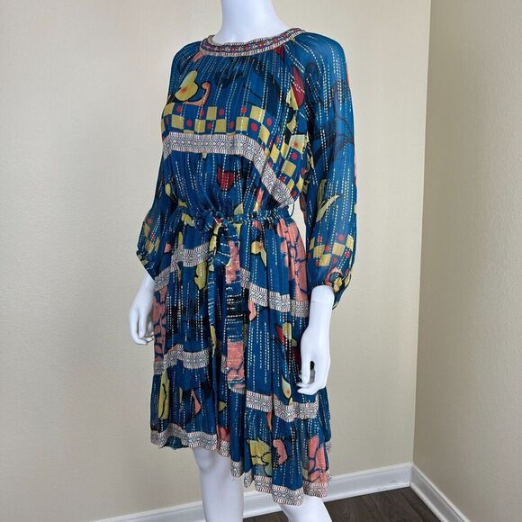 Verb Women's Size S Eulalia Shimmer Tiered Tunic Dress Embroidered Boho Festival - Picture 7 of 17